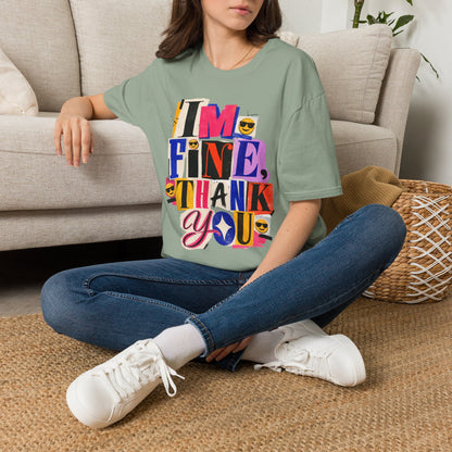 T-Shirt — "I'M FINE, THANK YOU" Retro Collage Graphic Tee