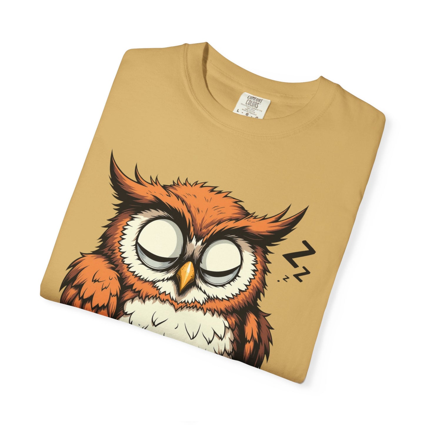 Sleepy Owl Coffee T-Shirt — "Gimme a Minute" Cute Morning Tee
