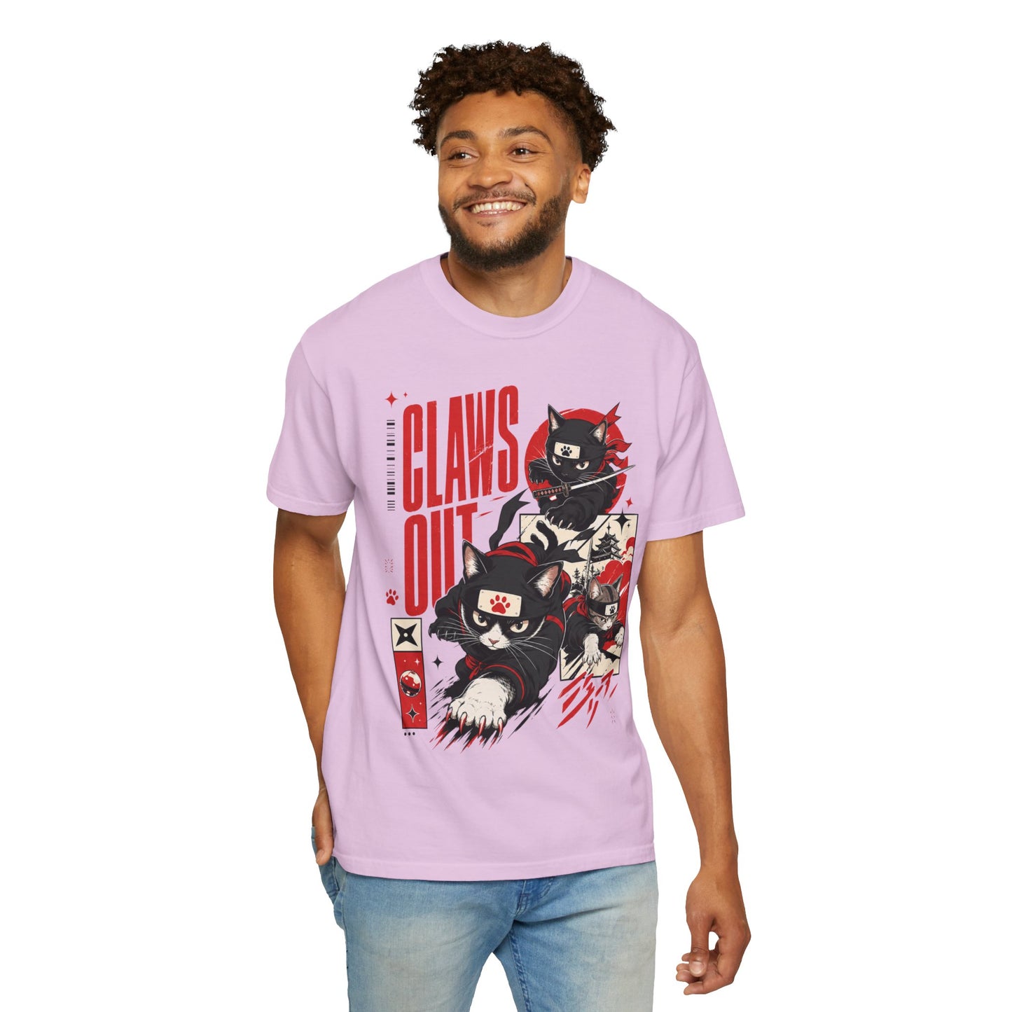 Claws Out Cat Graphic T-Shirt — Retro Ninja Kitties Tee