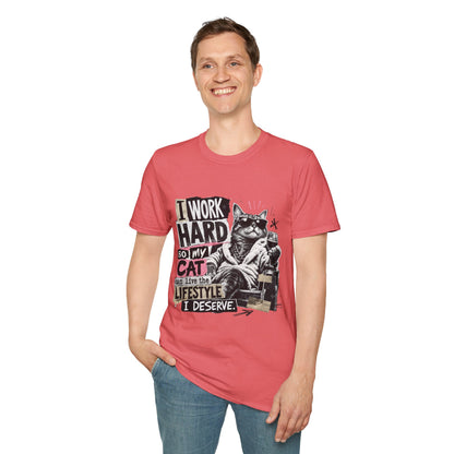 Cat Graphic T-Shirt — "I Work Hard So My Cat Can Live the Lifestyle I Deserve"