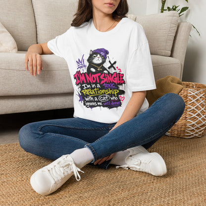 T‑Shirt — “I’m Not Single: I’m in a Toxic Relationship with a Cat” Graphic Tee