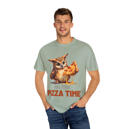 Pizza Time Owl T-Shirt — Cute Owl Eating Pizza Graphic Tee