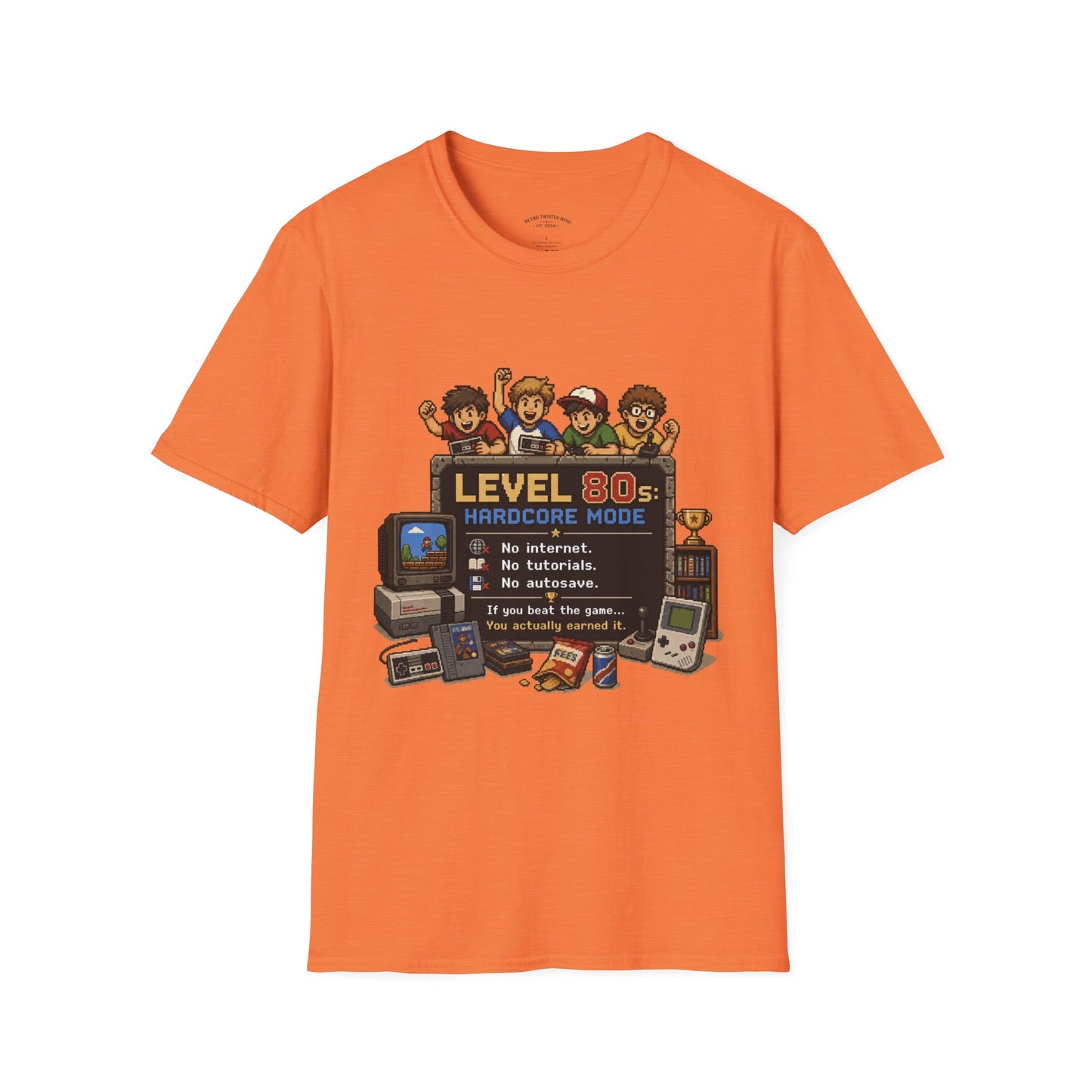 80s Level Up T-Shirt — 'Level 80s: Hardcore Mode' Retro Gaming Tee