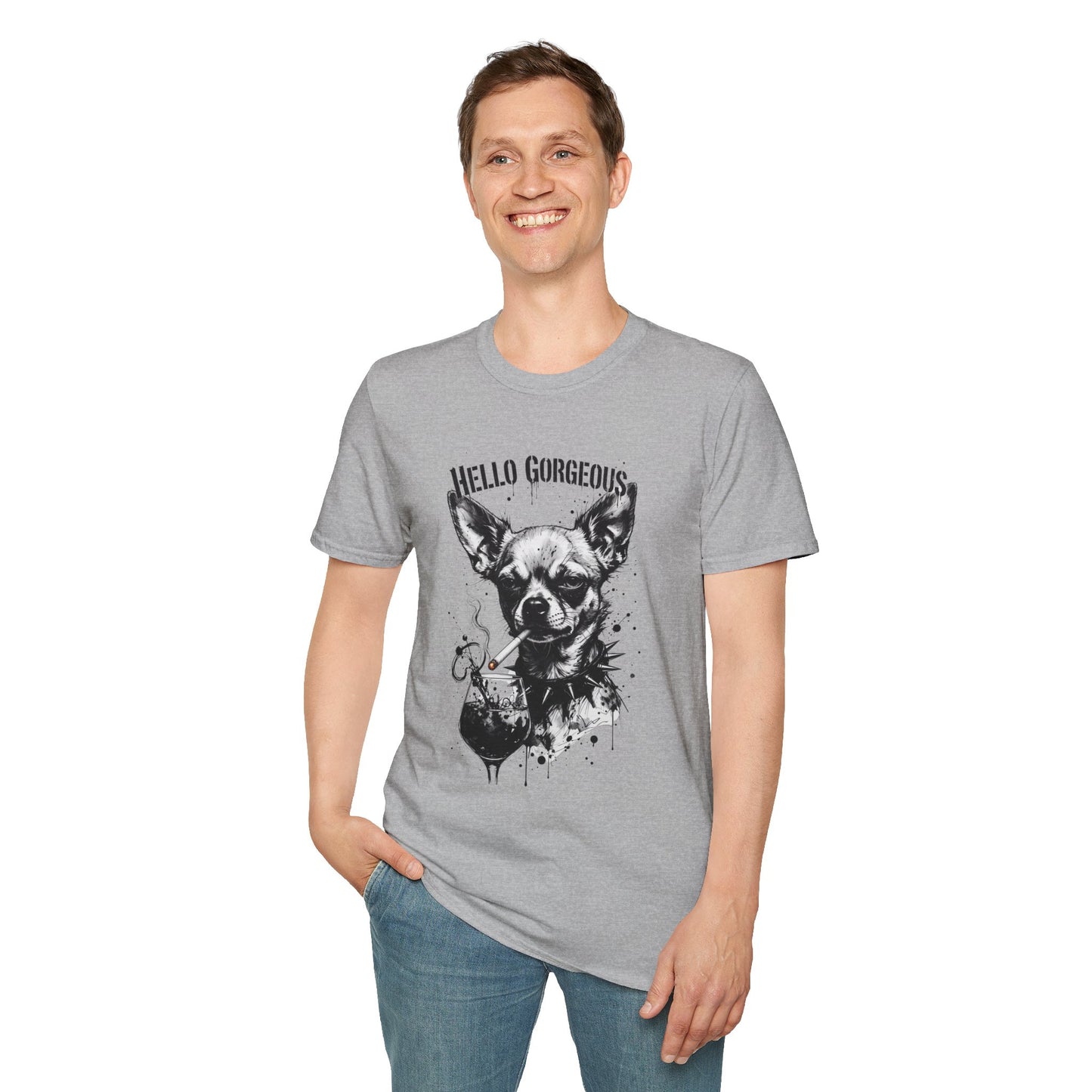 Chihuahua 'Hello Gorgeous' Tee - Cute Dog Graphic T-Shirt