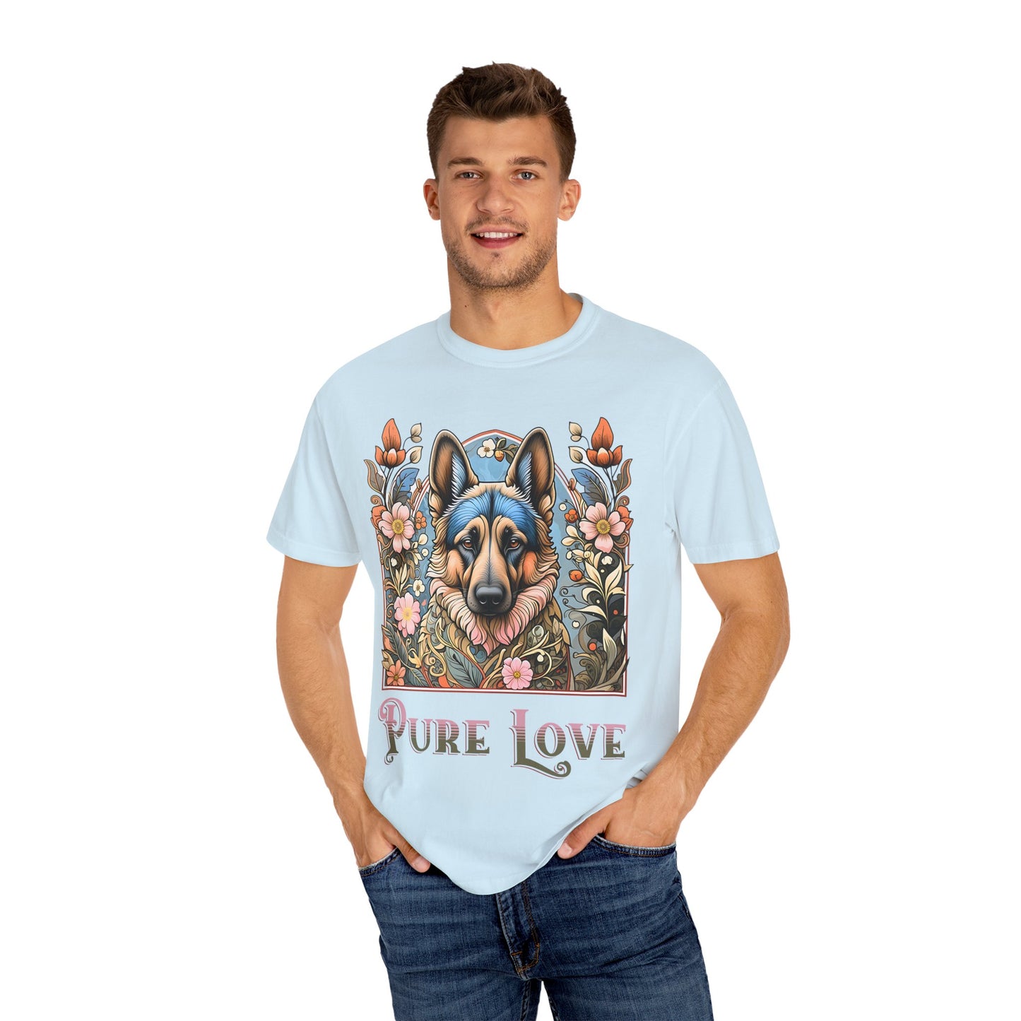 Pure Love German Shepherd T-Shirt – Unisex Garment-Dyed Tee for Dog Lovers