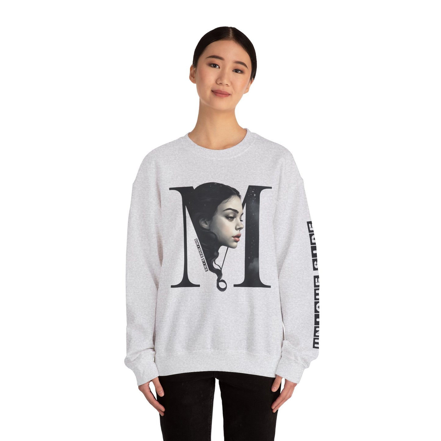 Letter M, Stylish Artistic Sweatshirt, Trendy Crewneck, Graphic Sweater, Cozy Unisex Top, Unique Gift for Art Lovers, Everyday Comfort