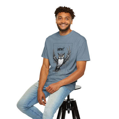 Owl Graphic T-Shirt — 'WOW!' Illustrated Night Owl Tee