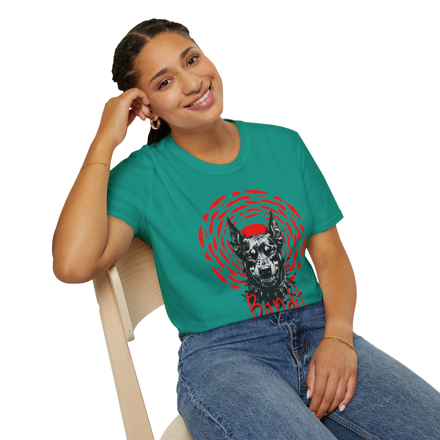 Doberman Graphic T-Shirt — Red Halo 'Bandit' Design