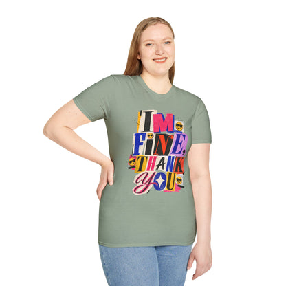 T-Shirt — "I'M FINE, THANK YOU" Retro Collage Graphic Tee
