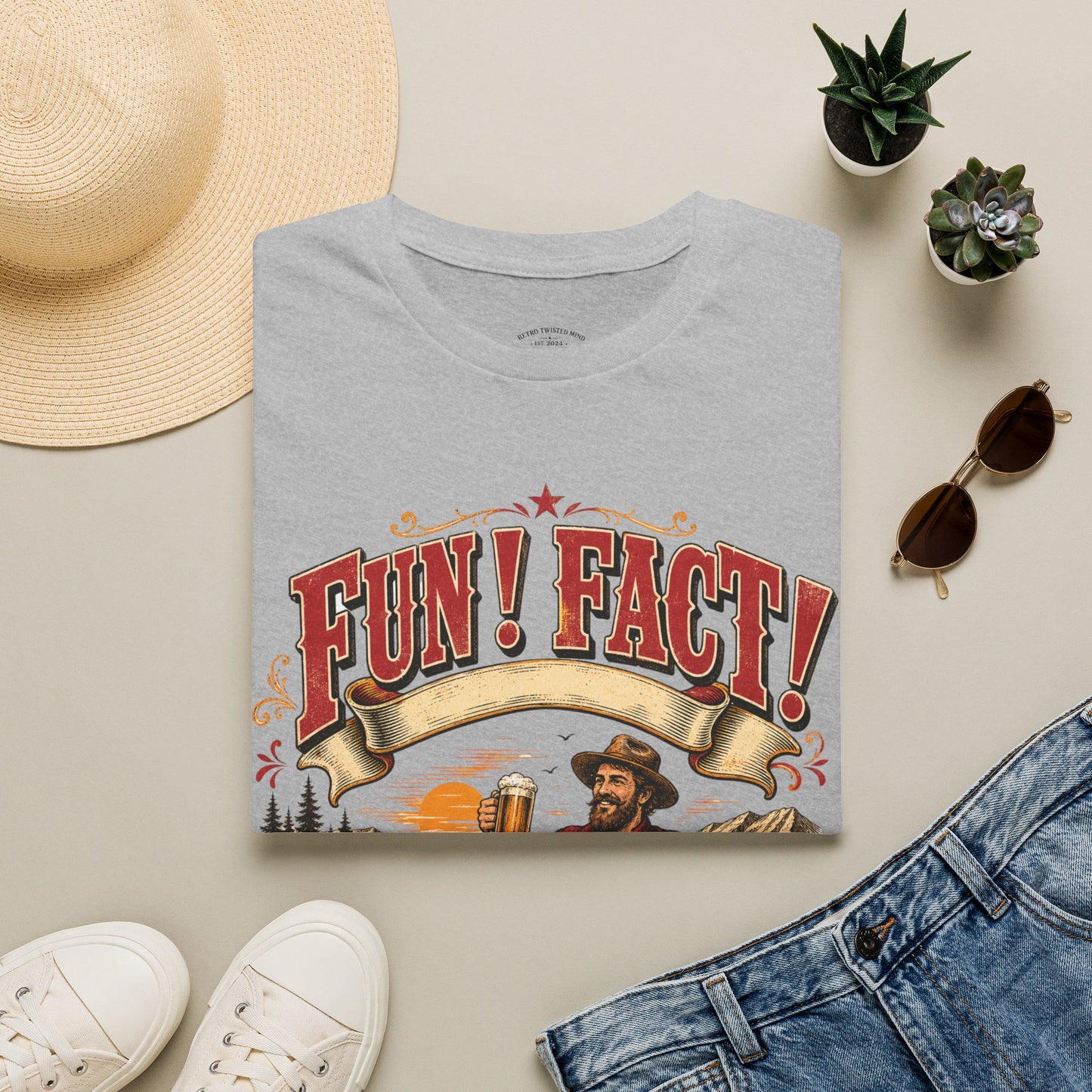 Fun! Fact! T-Shirt — Vintage Beer Drinker Graphic Tee