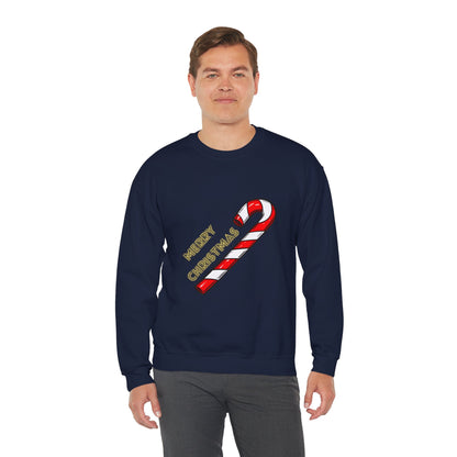 Christmas Candy Cane Crewneck Sweatshirt — "Merry Christmas" Holiday Sweater