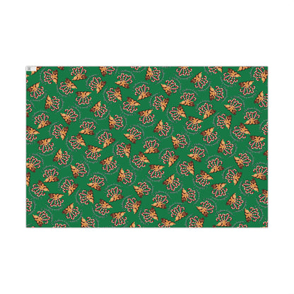Gift Wrap Paper — Green Gingerbread & Candy Cane Pattern (Holiday Wrapping)