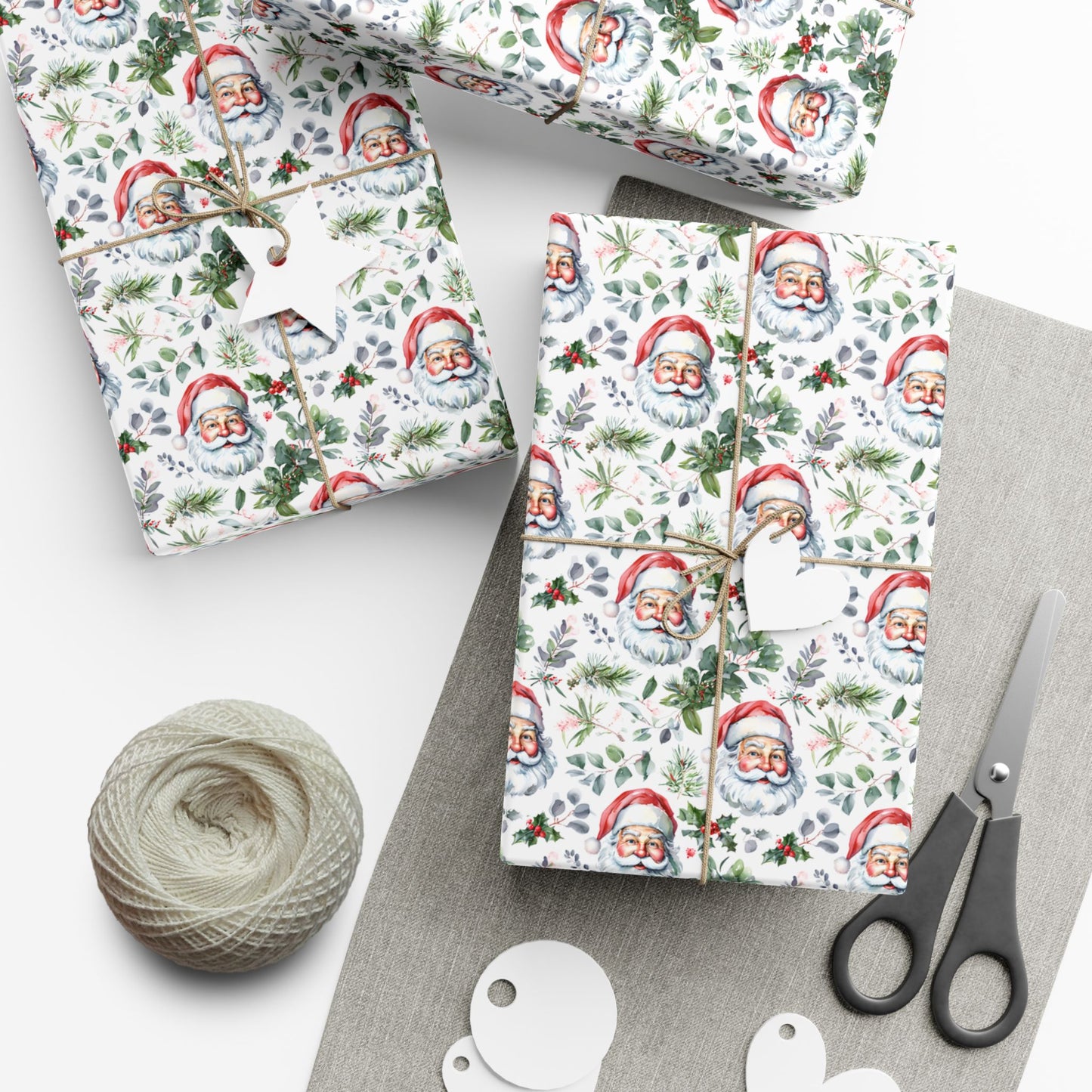 Santa Face Holiday Gift Wrap Paper - Festive Christmas Wrapping Sheets