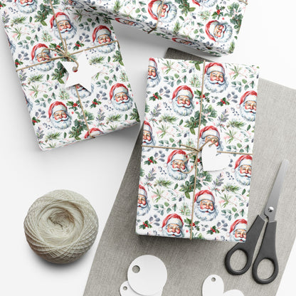 Santa Face Holiday Gift Wrap Paper - Festive Christmas Wrapping Sheets
