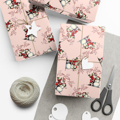 Gift Wrap Paper — Pink Snowman Pattern Holiday Wrapping Paper