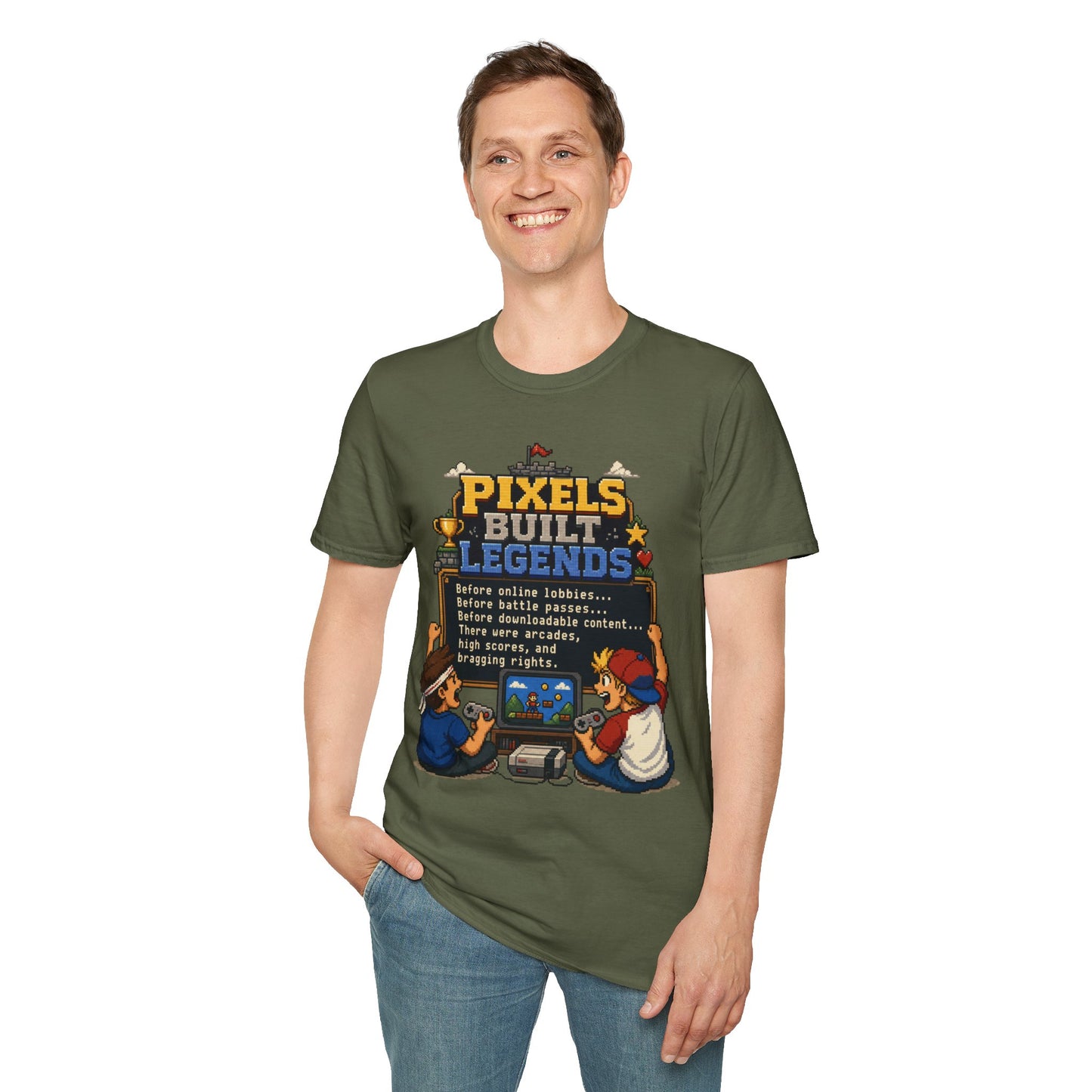 Pixels Built Legends T‑Shirt — Retro Gaming Nostalgia Tee