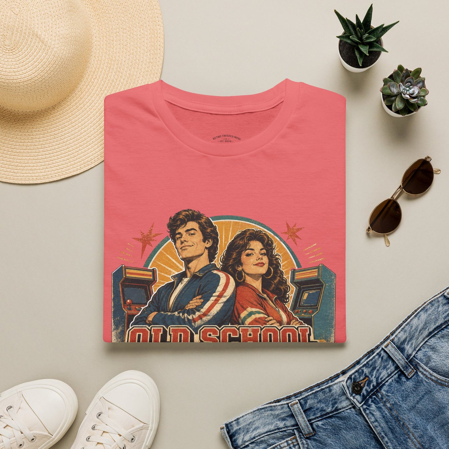 T-Shirt — Retro 'Old School' Arcade Couple Vintage Gamer Tee
