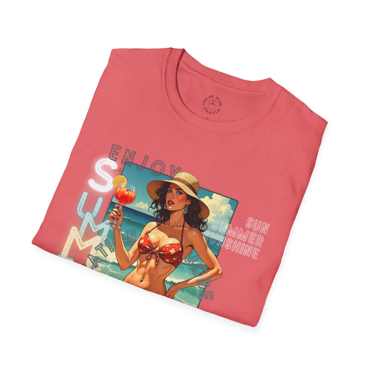 Enjoy Summer Vintage T-Shirt - Unisex Softstyle Tee for Beach Lovers