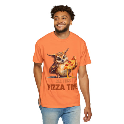 Pizza Time Owl T-Shirt — Cute Owl Eating Pizza Graphic Tee