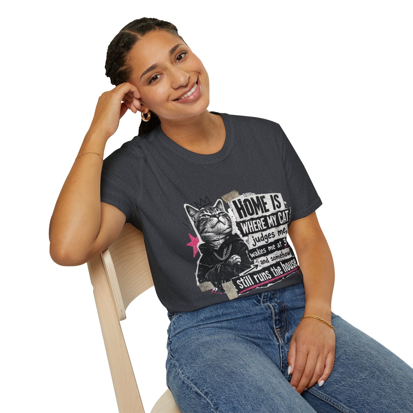 Cat T-Shirt — "Home Is Where My Cat Judges Me" Funny Graphic Tee