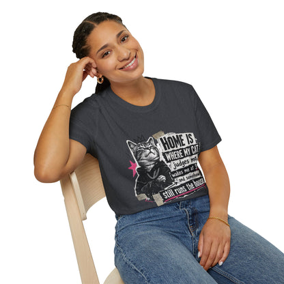 Cat T-Shirt — "Home Is Where My Cat Judges Me" Funny Graphic Tee