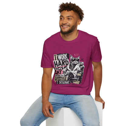 Cat Graphic T-Shirt — "I Work Hard So My Cat Can Live the Lifestyle I Deserve"