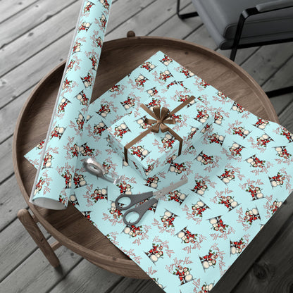 Christmas Snowman Gift Wrap Paper – Light Blue Holiday Wrapping Sheets