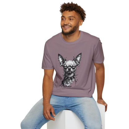 Chihuahua Portrait T‑Shirt — Expressive Black & White Dog Art Tee