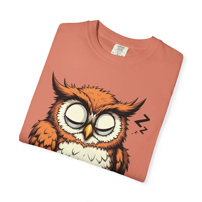 Sleepy Owl Coffee T-Shirt — "Gimme a Minute" Cute Morning Tee