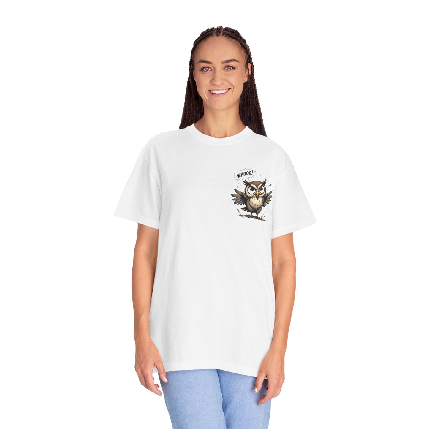 Witty Owl Graphic Tee — "Whooo?" Cute Cartoon Owl T-Shirt