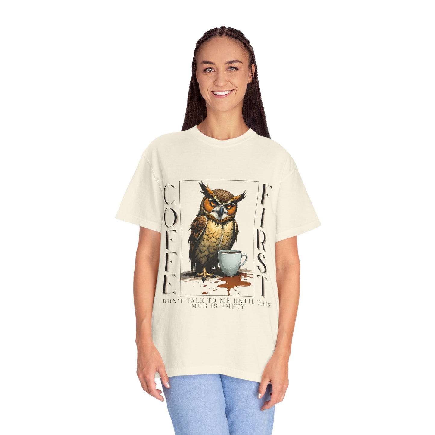 Coffee First Owl Graphic T-Shirt