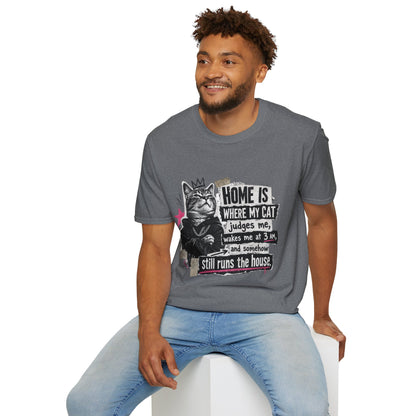 Cat T-Shirt — "Home Is Where My Cat Judges Me" Funny Graphic Tee