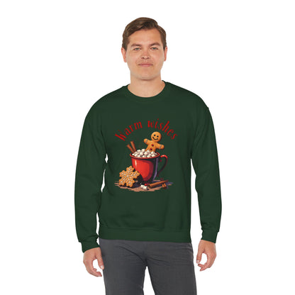 Crewneck Sweatshirt — "Warm Wishes" Hot Cocoa & Gingerbread Holiday Design