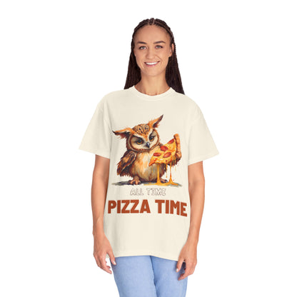 Pizza Time Owl T-Shirt — Cute Owl Eating Pizza Graphic Tee