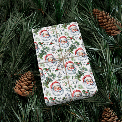 Santa Face Holiday Gift Wrap Paper - Festive Christmas Wrapping Sheets