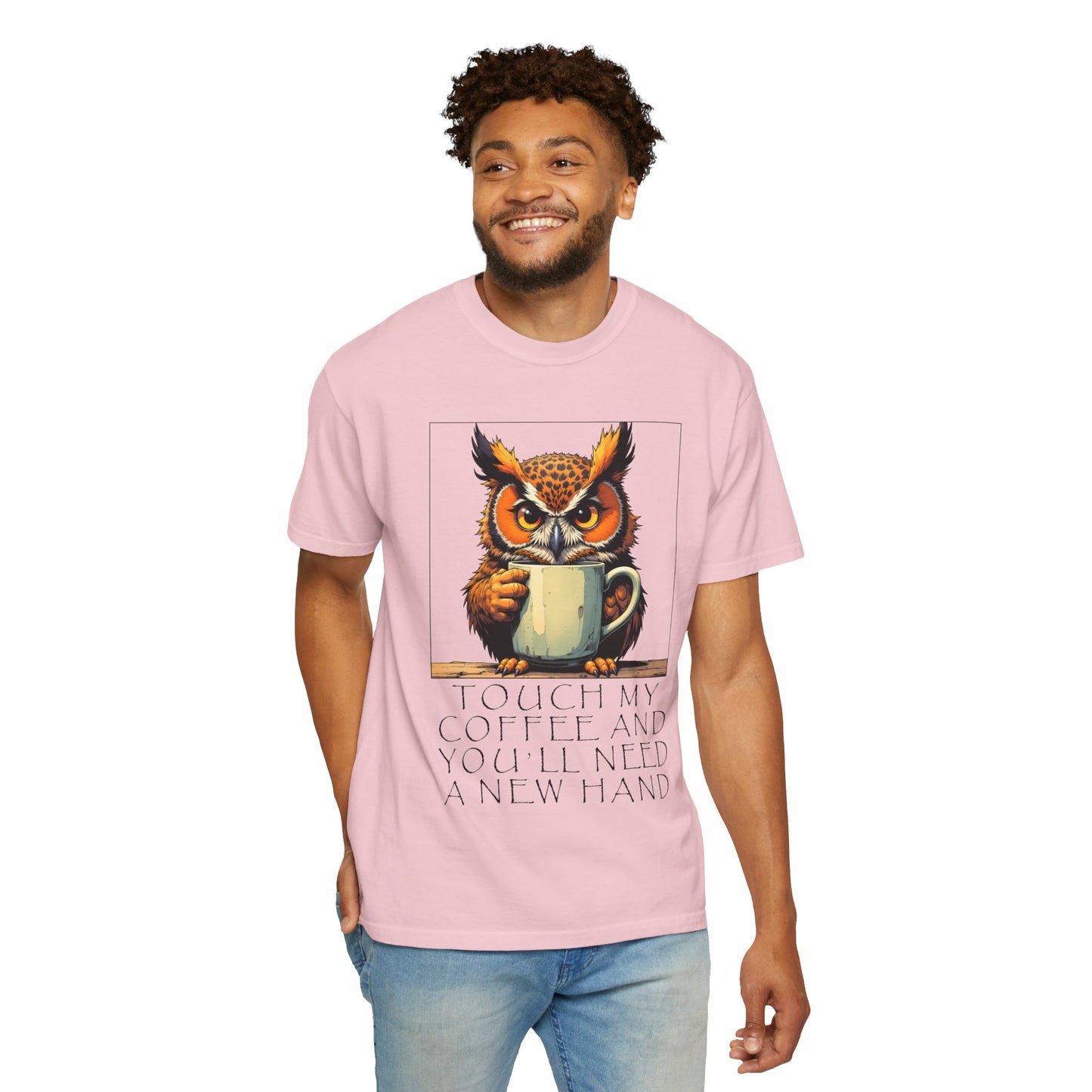 Coffee Owl T‑Shirt - "Touch My Coffee and You'll Need a New Hand" Graphic Tee