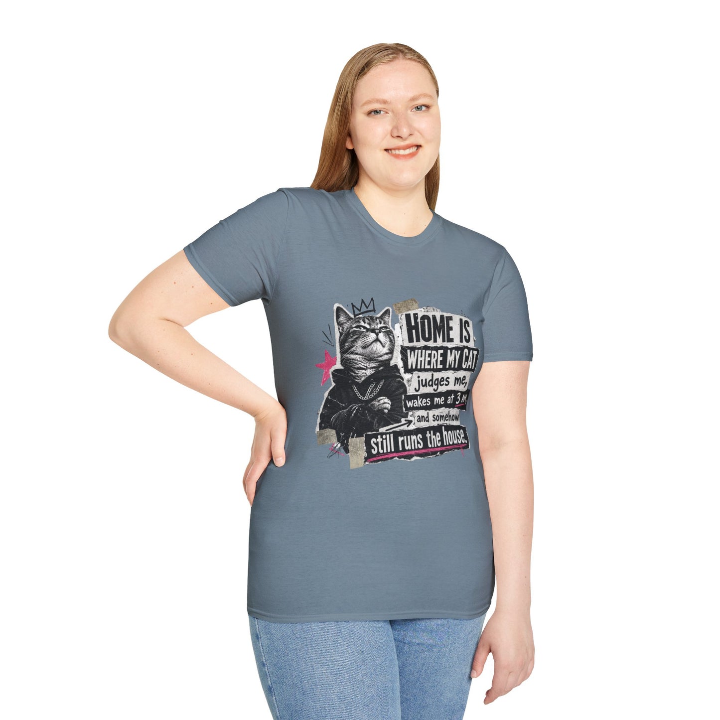 Cat T-Shirt — "Home Is Where My Cat Judges Me" Funny Graphic Tee