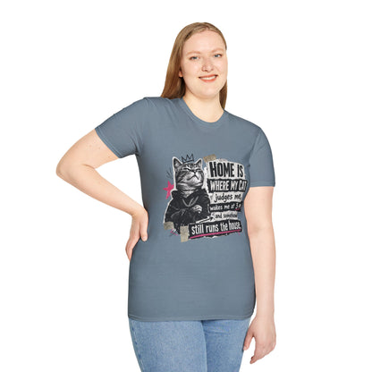 Cat T-Shirt — "Home Is Where My Cat Judges Me" Funny Graphic Tee