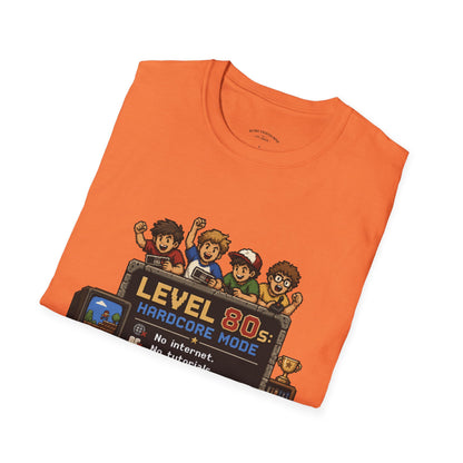 80s Level Up T-Shirt — 'Level 80s: Hardcore Mode' Retro Gaming Tee