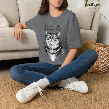 Cat Graphic T‑Shirt — "I'm Not Rude, I'm Selective" Funny Cat Tee