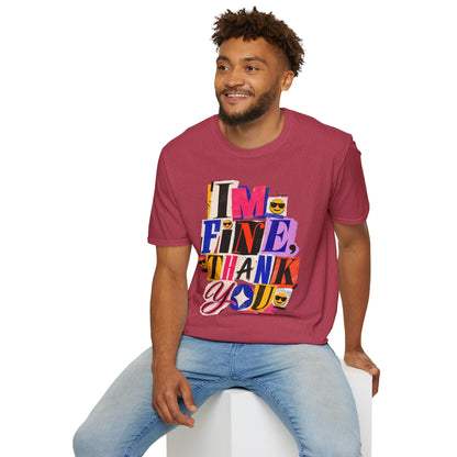 T-Shirt — "I'M FINE, THANK YOU" Retro Collage Graphic Tee
