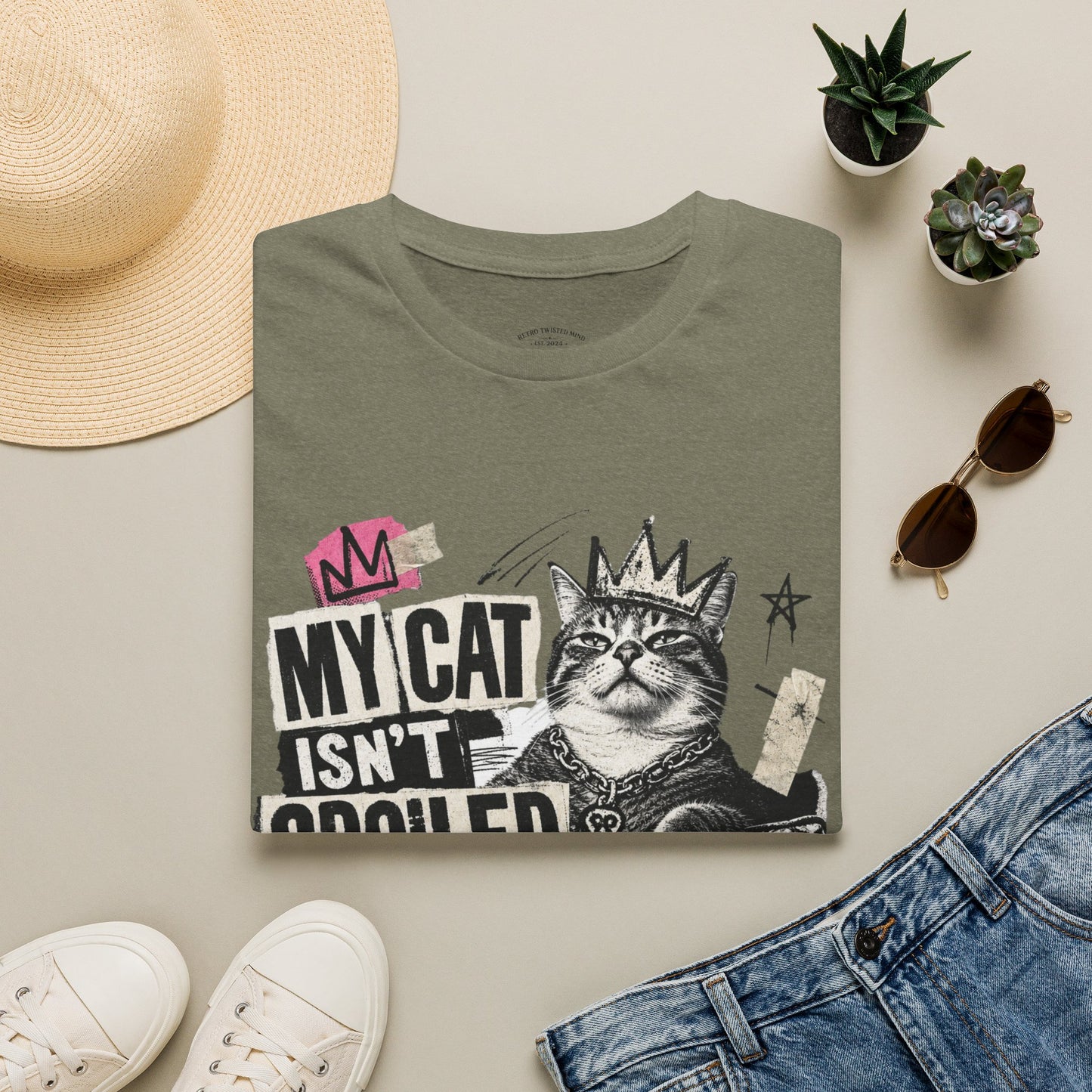 Cat T-Shirt — “My Cat Isn’t Spoiled, I’m Just Properly Trained” Graphic Tee