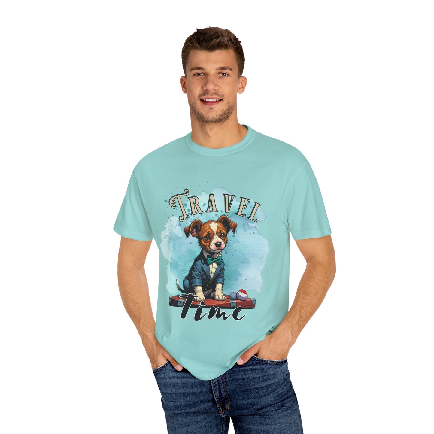 Travel Time Dog Graphic Unisex T-Shirt - Perfect for Pet Lovers and Travel Enthusiasts