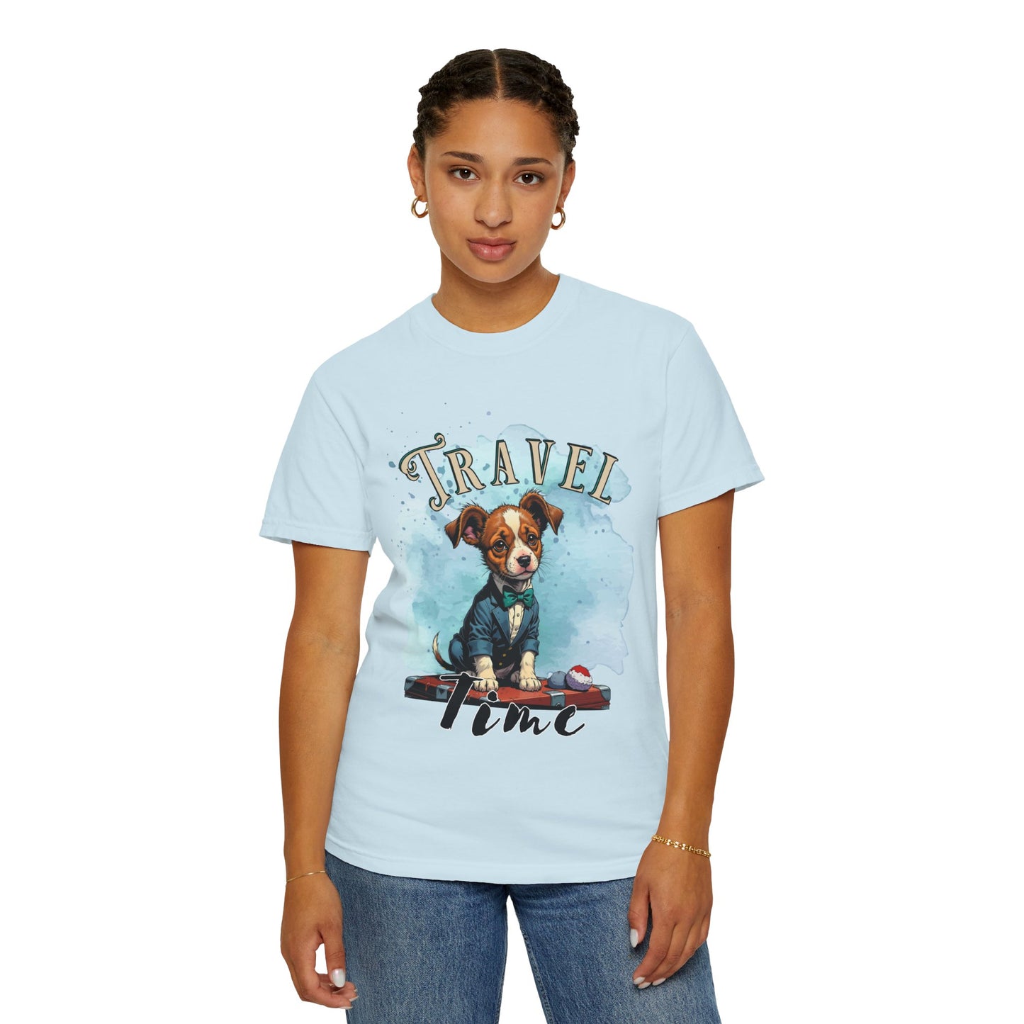 Travel Time Dog Graphic Unisex T-Shirt - Perfect for Pet Lovers and Travel Enthusiasts
