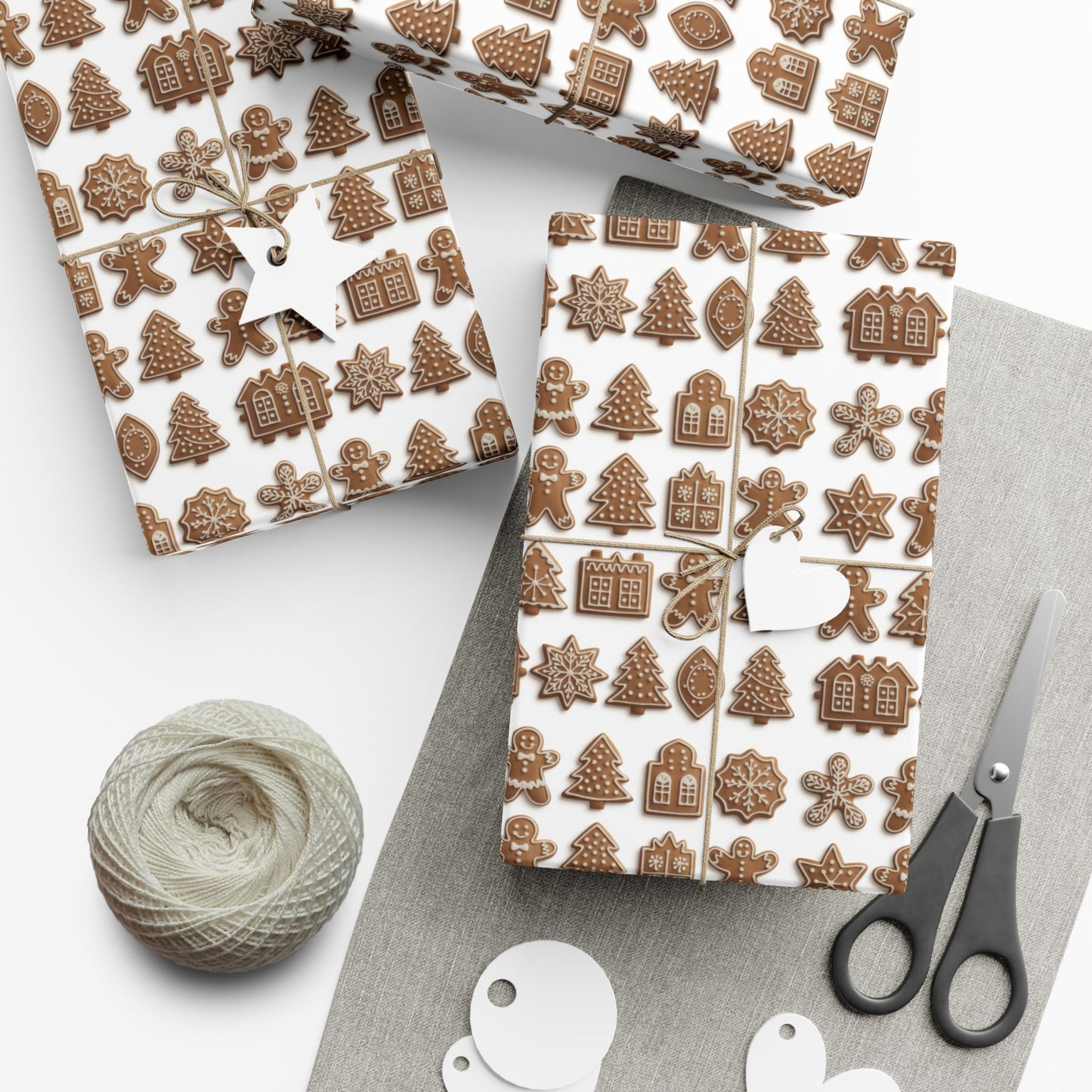 Gingerbread Pattern Gift Wrap Paper — Holiday Wrapping Sheets (Christmas Cookie Design)