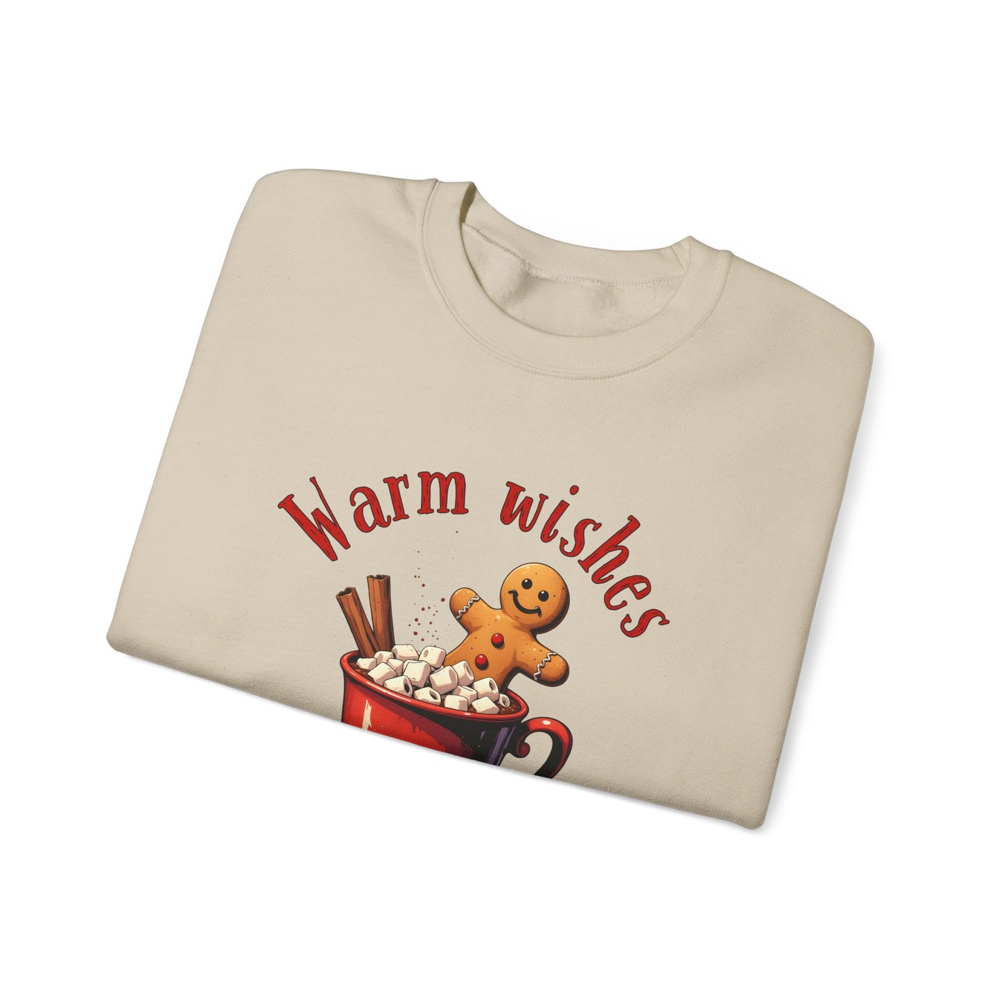 Crewneck Sweatshirt — "Warm Wishes" Hot Cocoa & Gingerbread Holiday Design