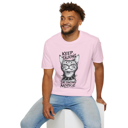 Keep Talking I'm Taking Notes Cat T‑Shirt