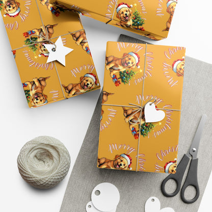 Christmas Puppy Gift Wrap Paper — Cute Holiday Dog Pattern Wrapping Sheets