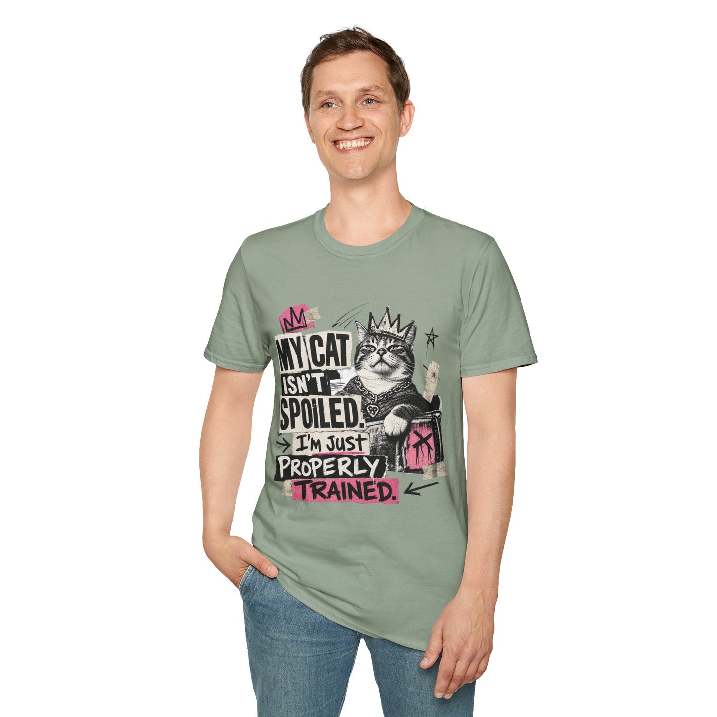 Cat T-Shirt — “My Cat Isn’t Spoiled, I’m Just Properly Trained” Graphic Tee