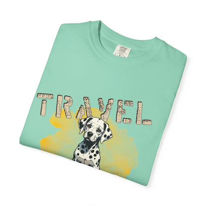 Travel Time Dog T-Shirt, Unisex Graphic Tee, Pet Lover's Gift, Vacation Shirt, Travel Enthusiast Apparel